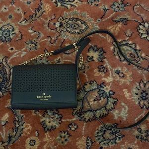 Navy Kate Spade Flap Chain Wallet